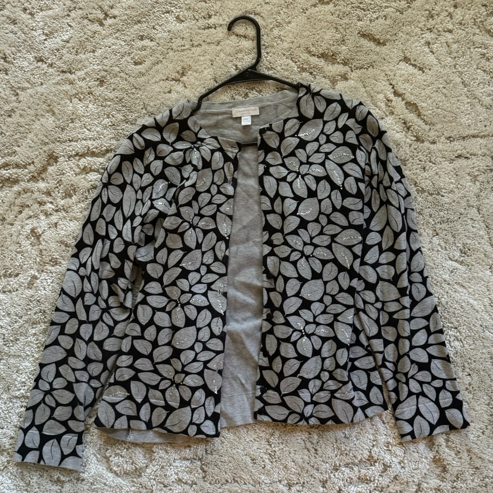 Charter Club Gray and Black Sweater